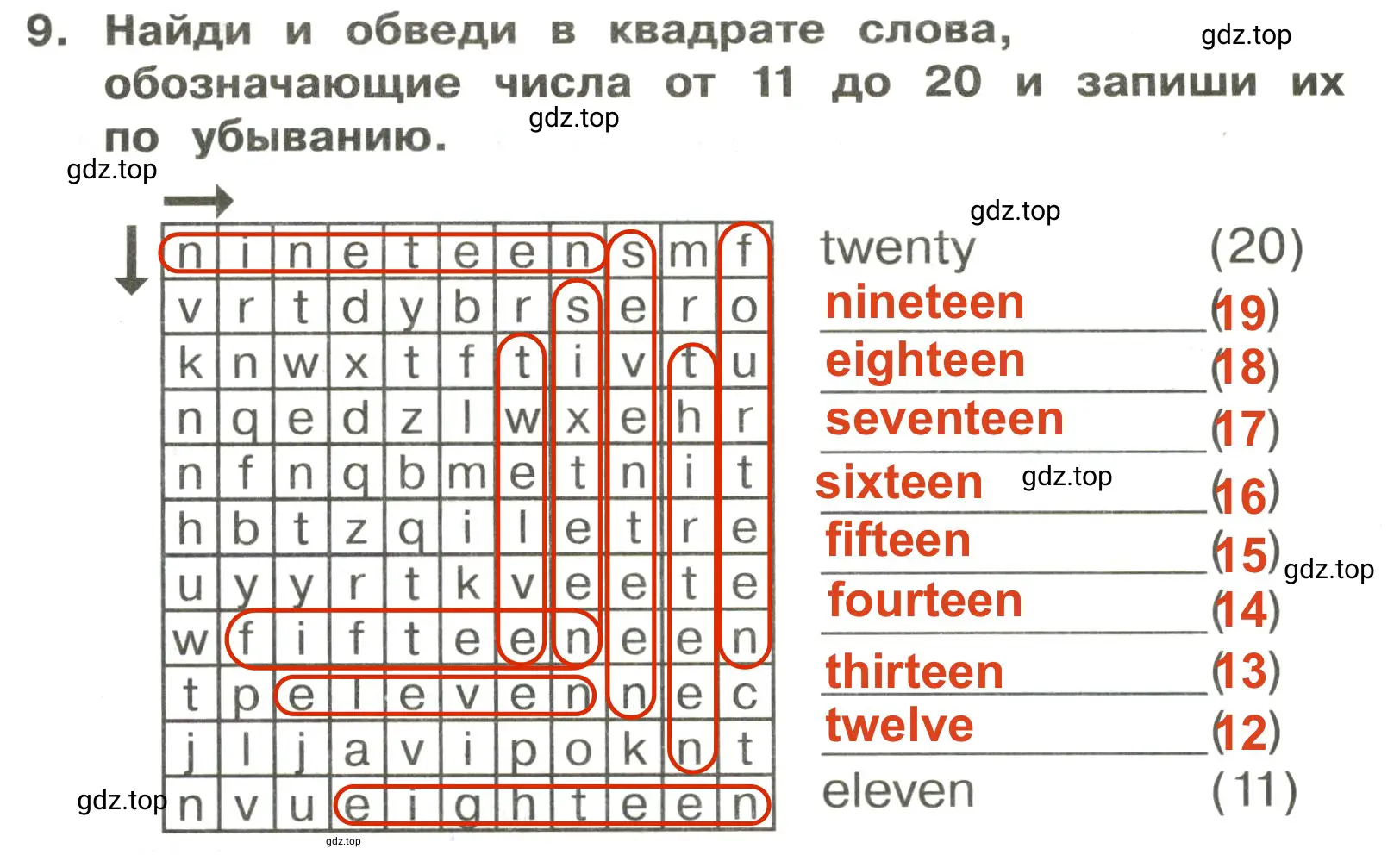 Решение 2. номер 9 (страница 21) гдз по английскому языку 3 класс Быкова, Поспелова, сборник упражнений