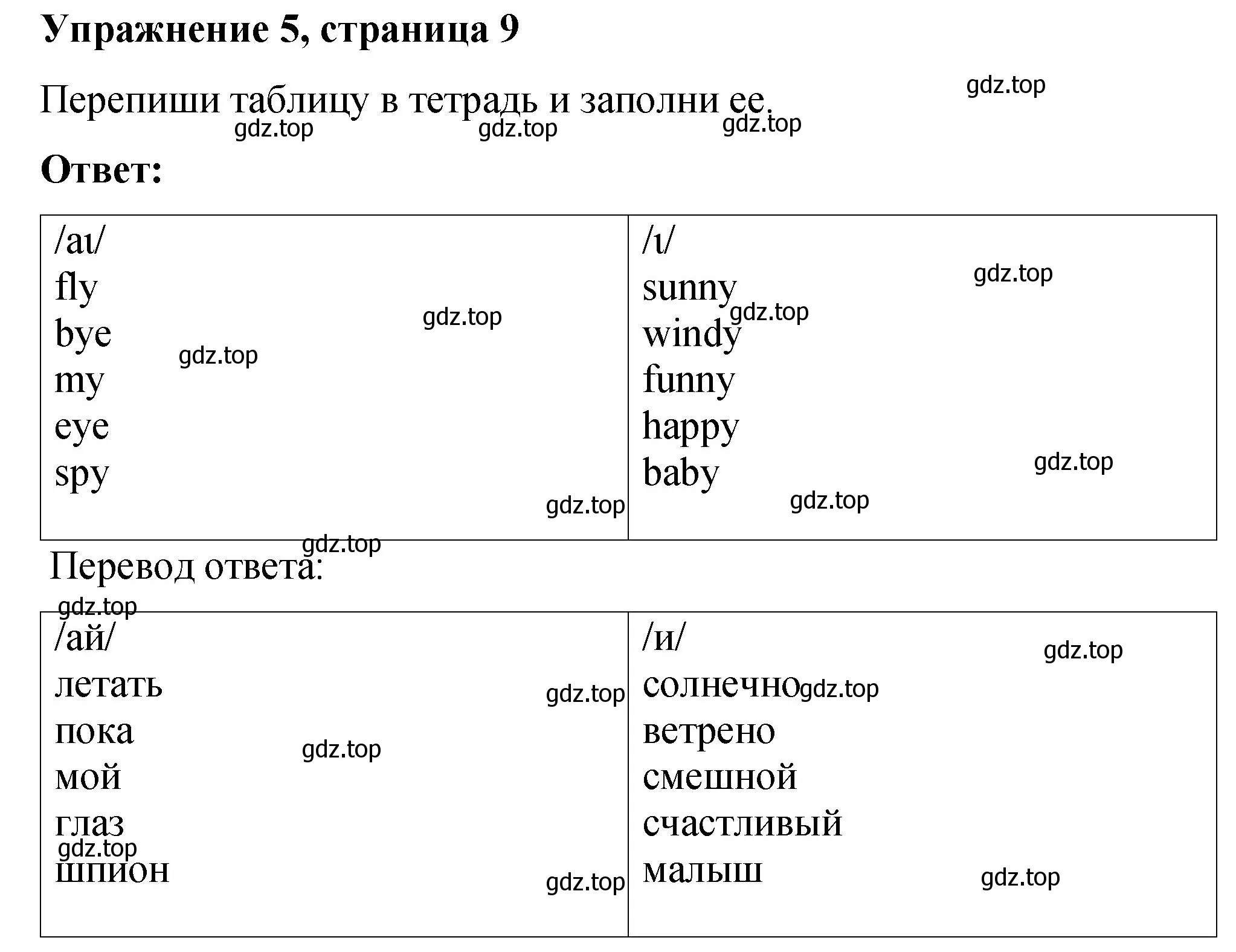 Решение номер 5 (страница 9) гдз по английскому языку 3 класс Быкова, Дули, учебник 2 часть