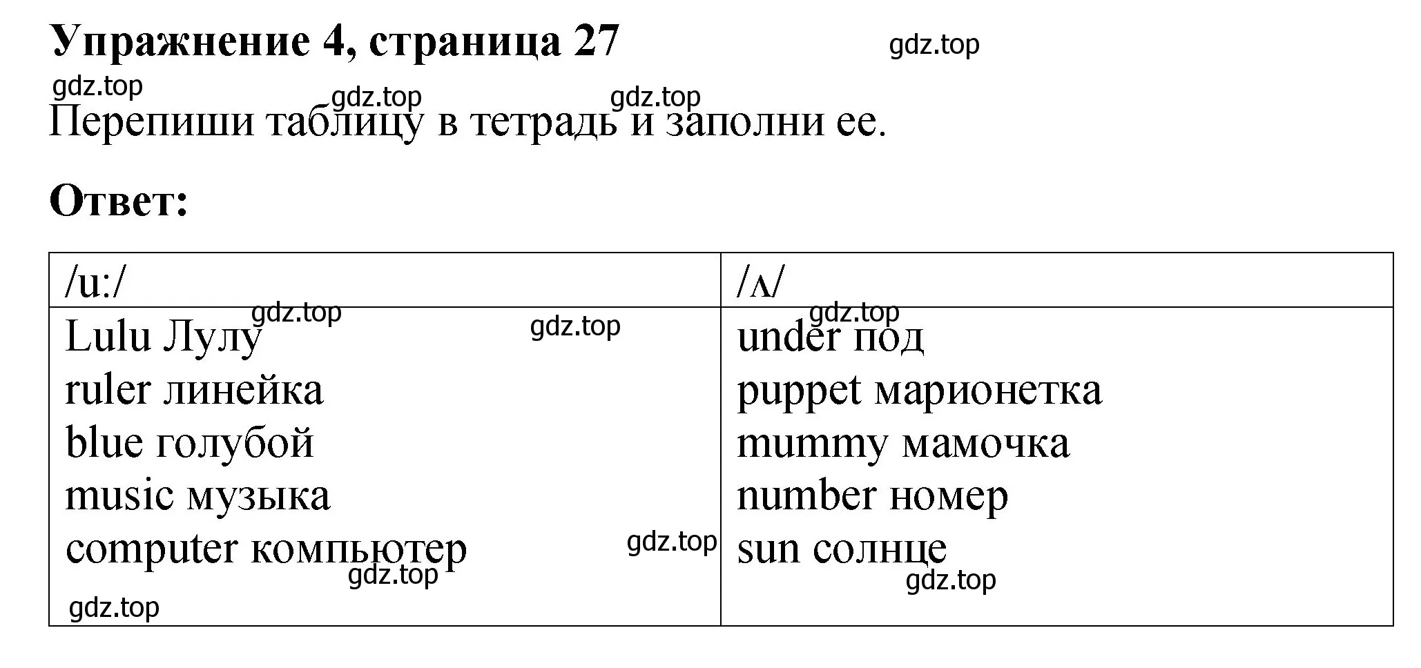 Решение номер 4 (страница 27) гдз по английскому языку 3 класс Быкова, Дули, учебник 2 часть