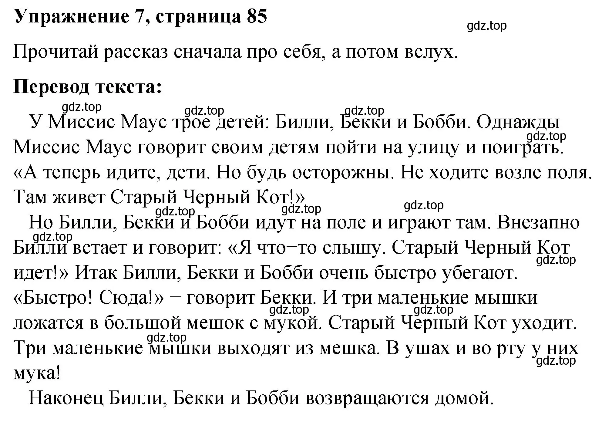 Решение номер 7 (страница 85) гдз по английскому языку 3 класс Быкова, Дули, учебник 2 часть