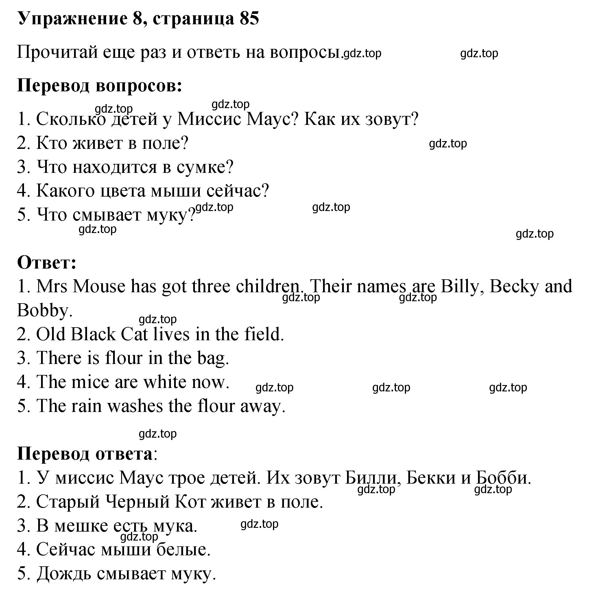 Решение номер 8 (страница 85) гдз по английскому языку 3 класс Быкова, Дули, учебник 2 часть