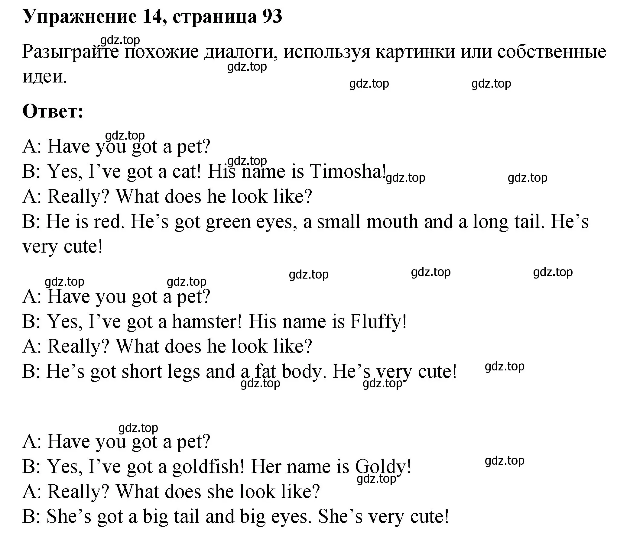 Решение номер 14 (страница 93) гдз по английскому языку 3 класс Быкова, Дули, учебник 1 часть