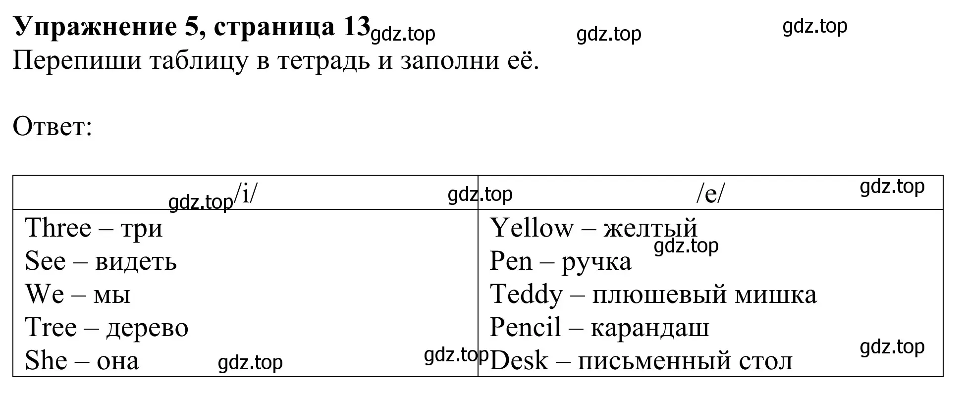 Решение 2. номер 5 (страница 13) гдз по английскому языку 3 класс Быкова, Дули, учебник 1 часть