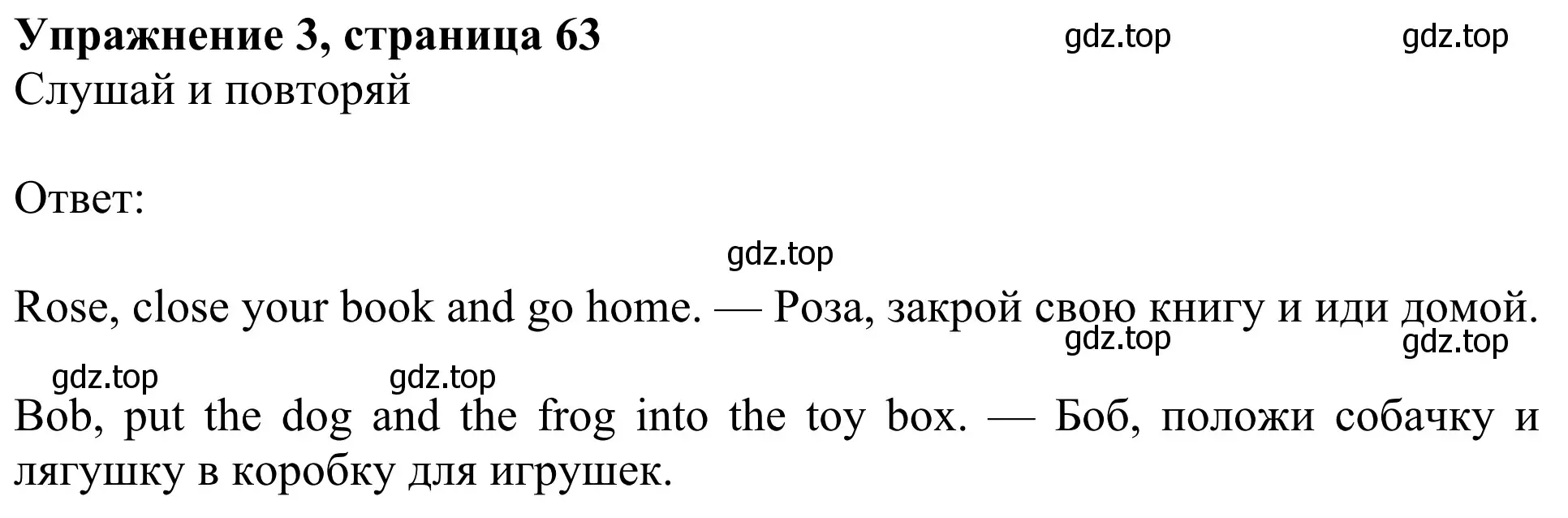 Решение 2. номер 3 (страница 63) гдз по английскому языку 3 класс Быкова, Дули, учебник 1 часть