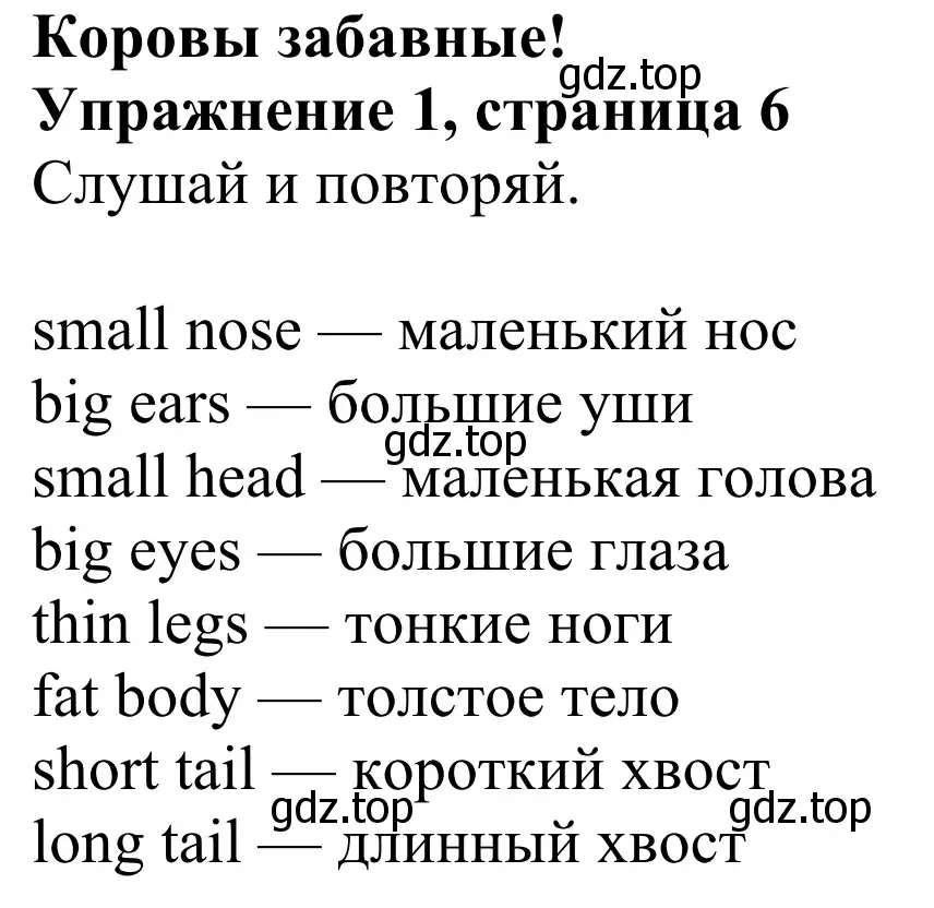 Решение 2. номер 1 (страница 6) гдз по английскому языку 3 класс Быкова, Дули, учебник 2 часть