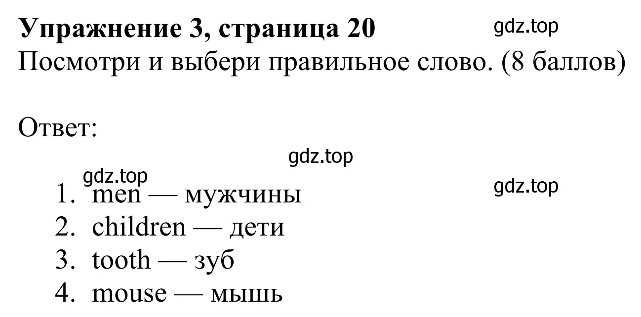 Решение 2. номер 3 (страница 20) гдз по английскому языку 3 класс Быкова, Дули, учебник 2 часть