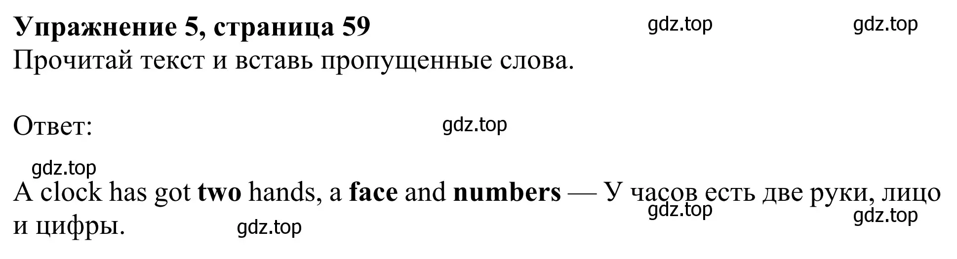 Решение 2. номер 5 (страница 59) гдз по английскому языку 3 класс Быкова, Дули, учебник 2 часть