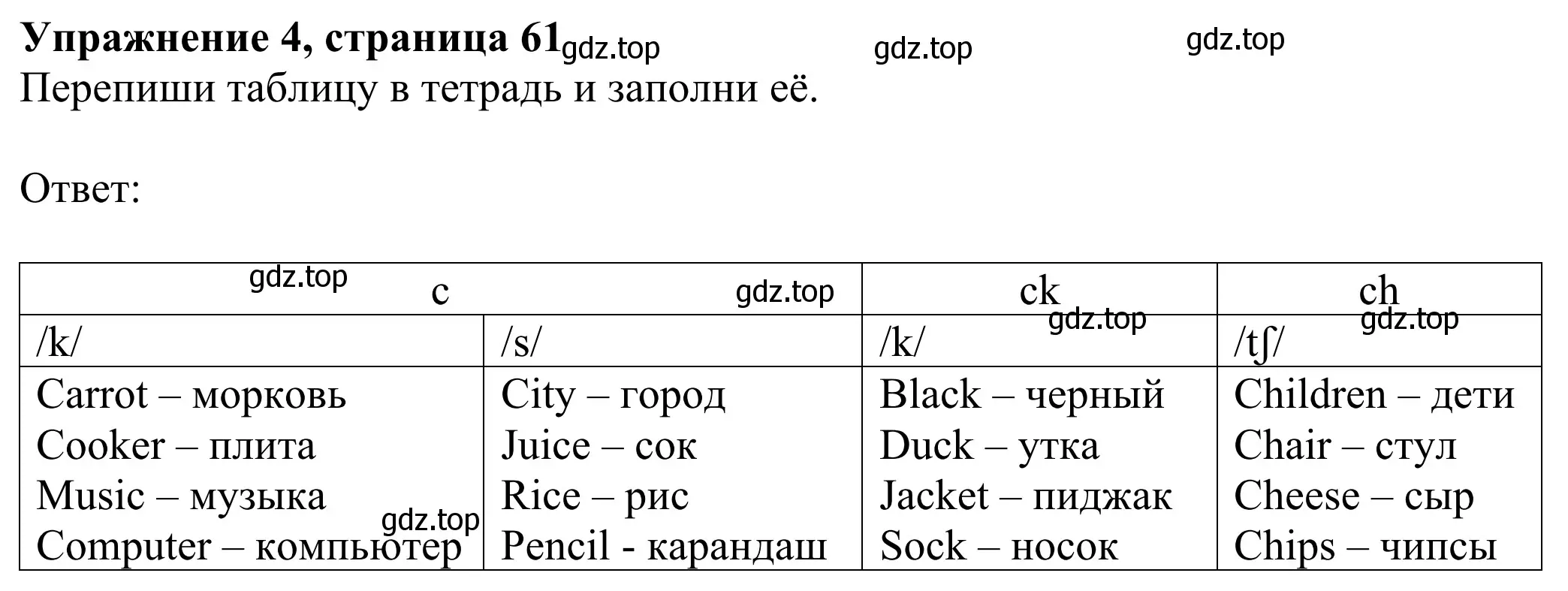 Решение 2. номер 4 (страница 61) гдз по английскому языку 3 класс Быкова, Дули, учебник 2 часть