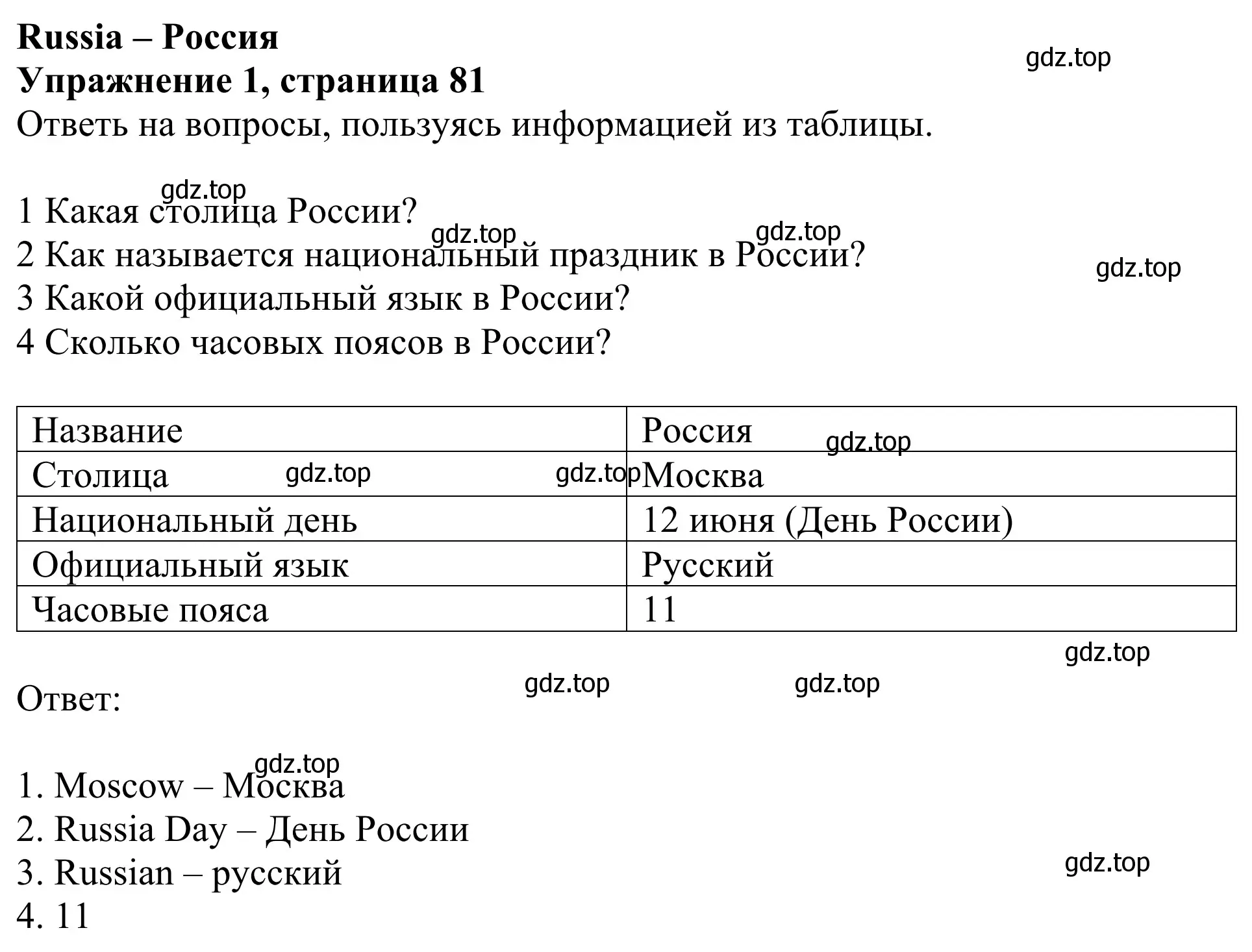 Решение 2. номер 1 (страница 81) гдз по английскому языку 3 класс Быкова, Дули, учебник 1 часть