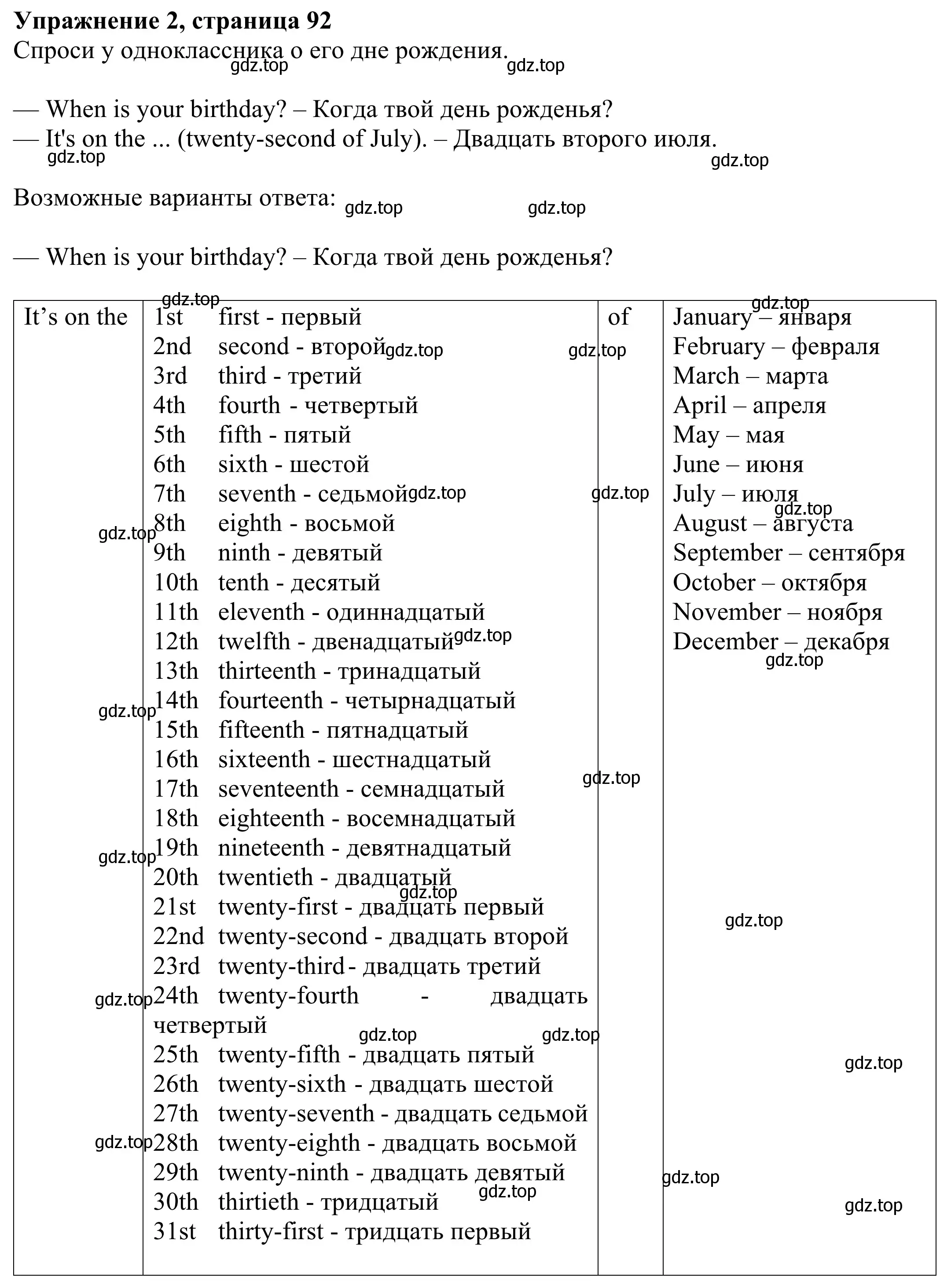 Решение 2. номер 2 (страница 92) гдз по английскому языку 3 класс Быкова, Дули, учебник 2 часть