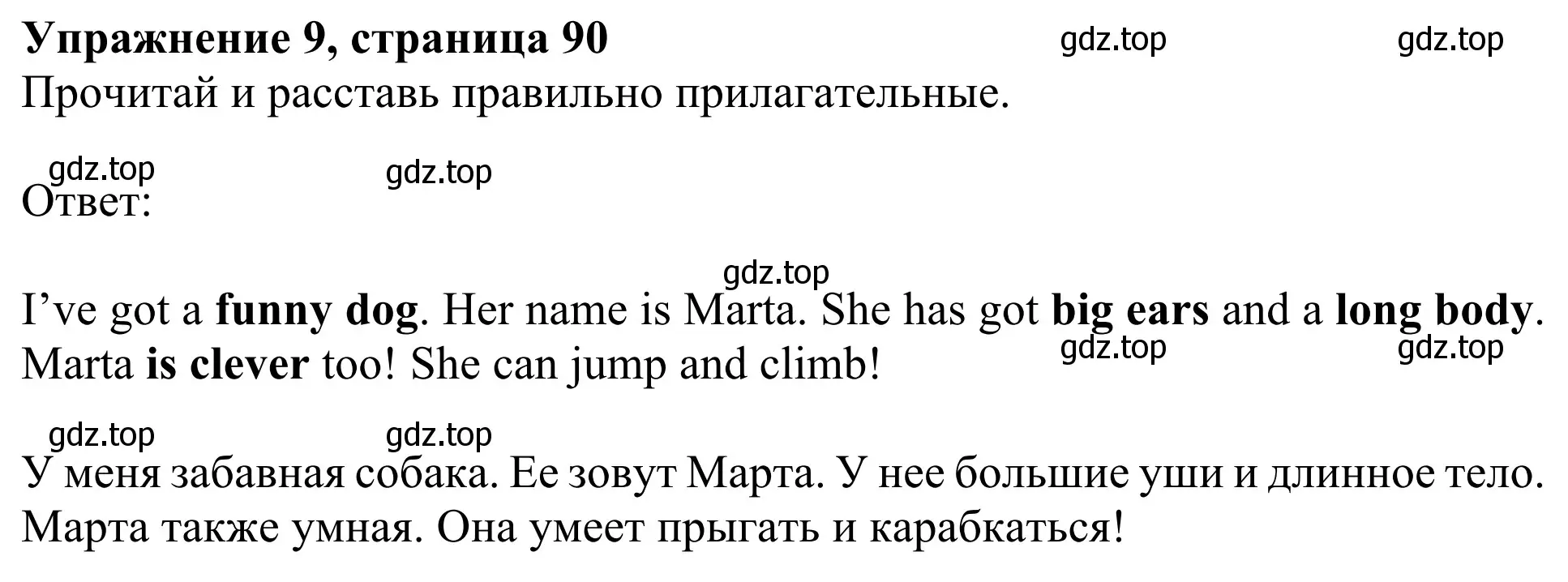 Решение 2. номер 9 (страница 90) гдз по английскому языку 3 класс Быкова, Дули, учебник 2 часть