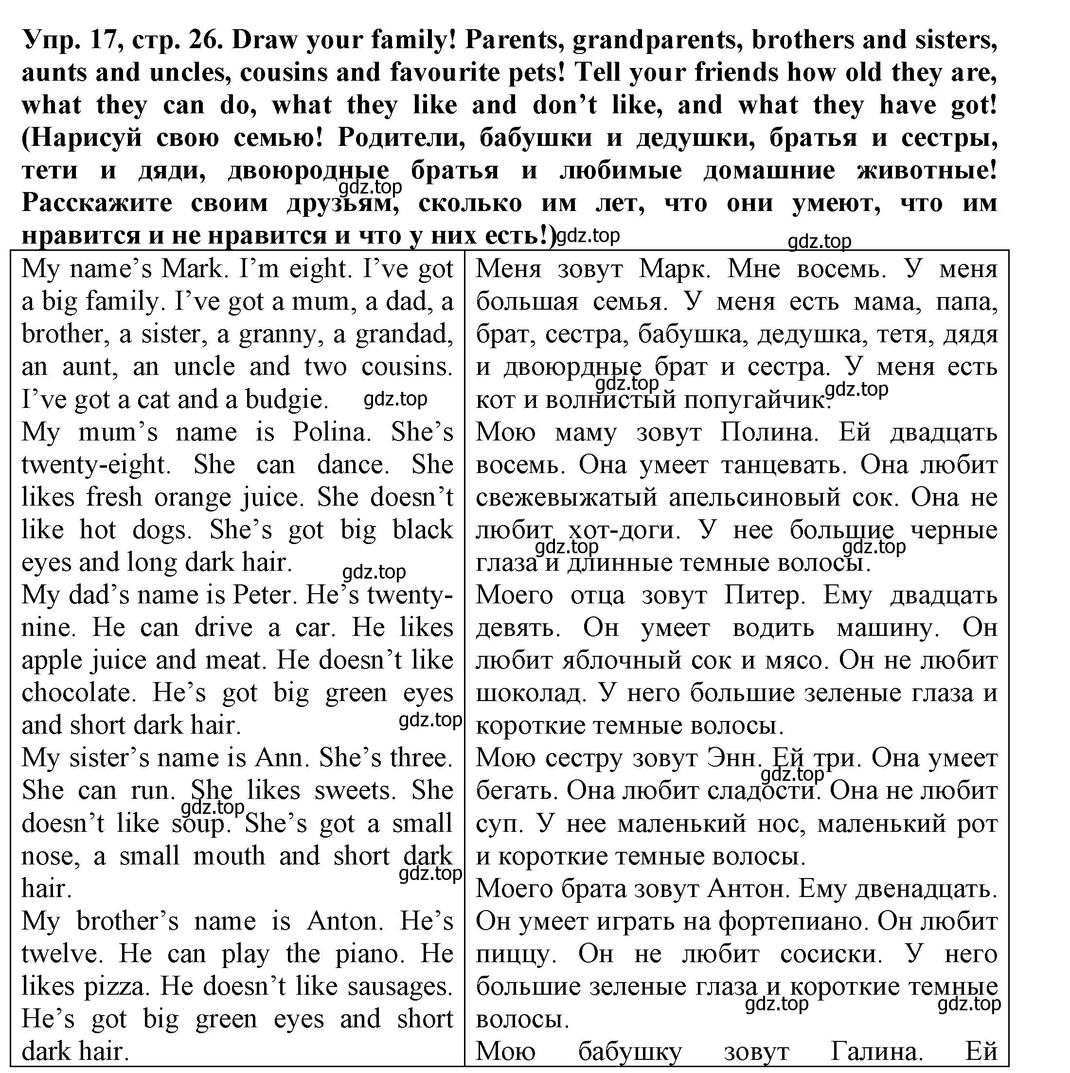 Решение номер 17 (страница 26) гдз по английскому языку 3 класс Юшина, грамматический тренажёр