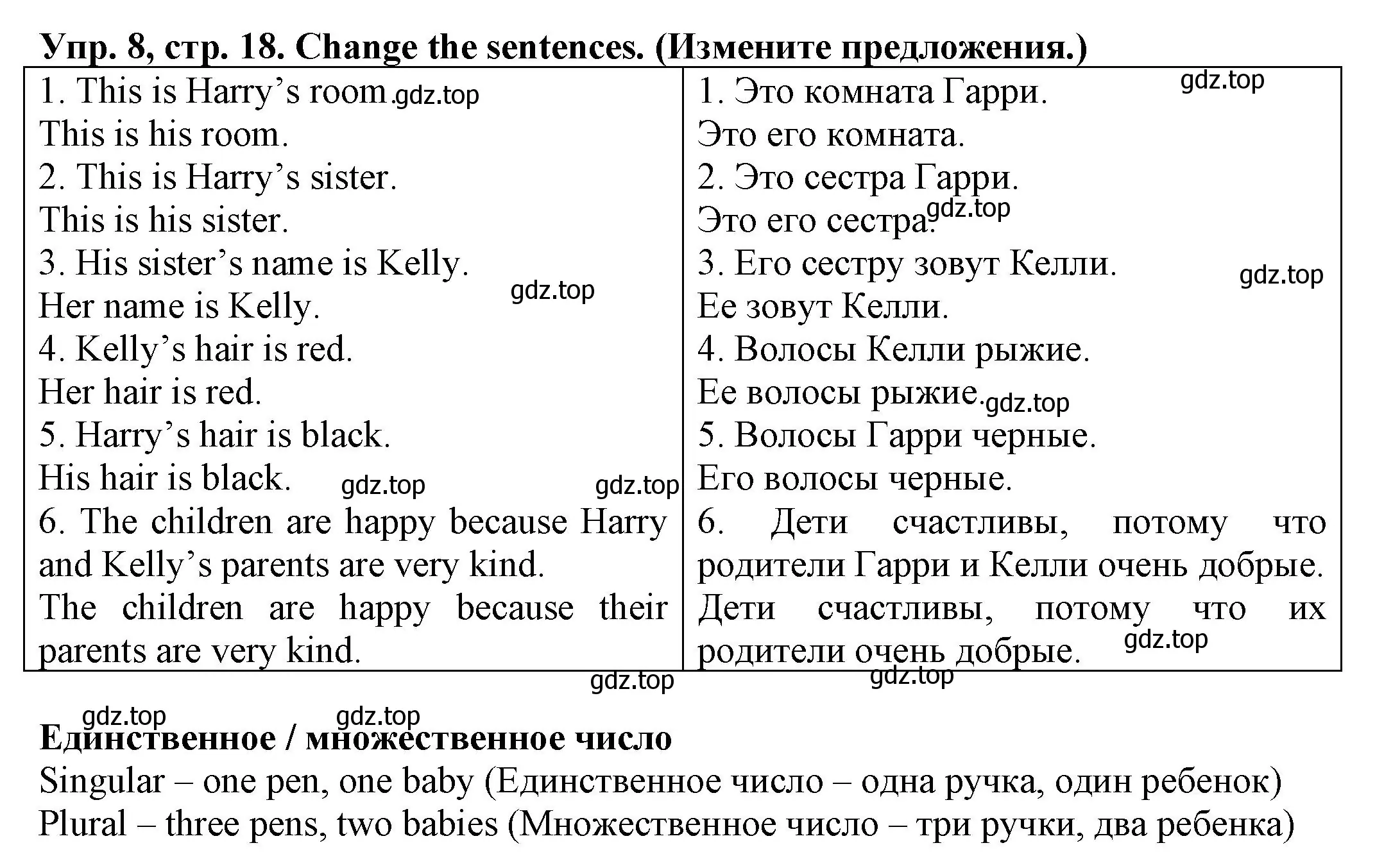 Решение номер 8 (страница 18) гдз по английскому языку 3 класс Юшина, грамматический тренажёр