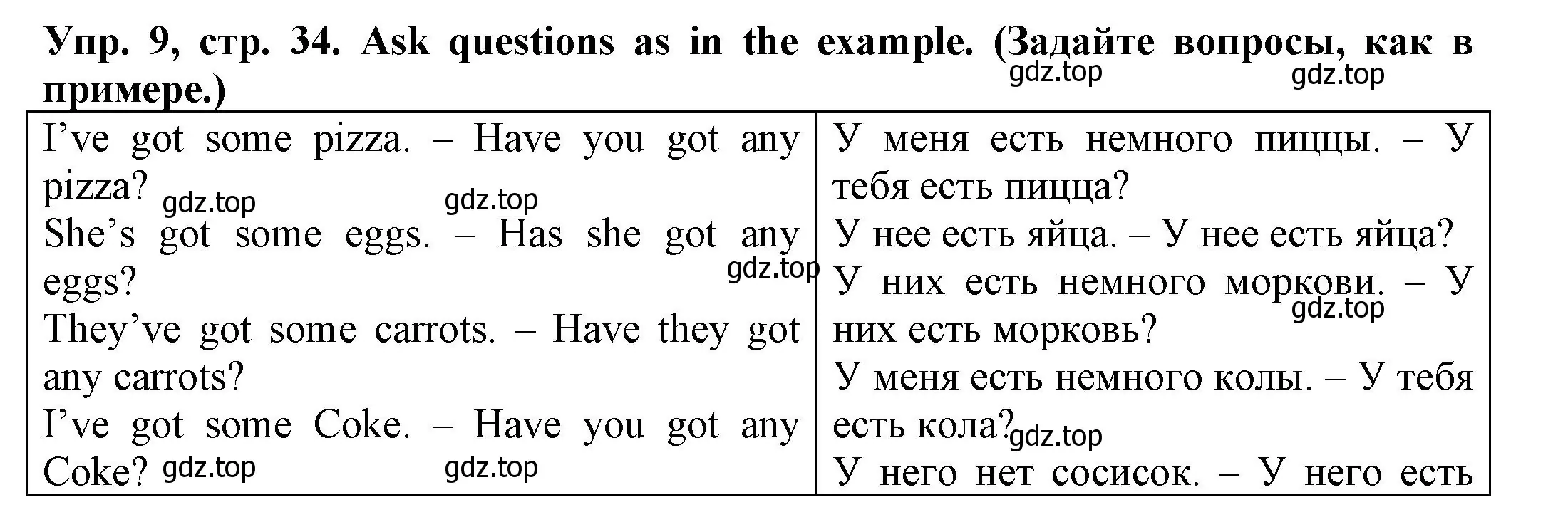 Решение номер 9 (страница 34) гдз по английскому языку 3 класс Юшина, грамматический тренажёр