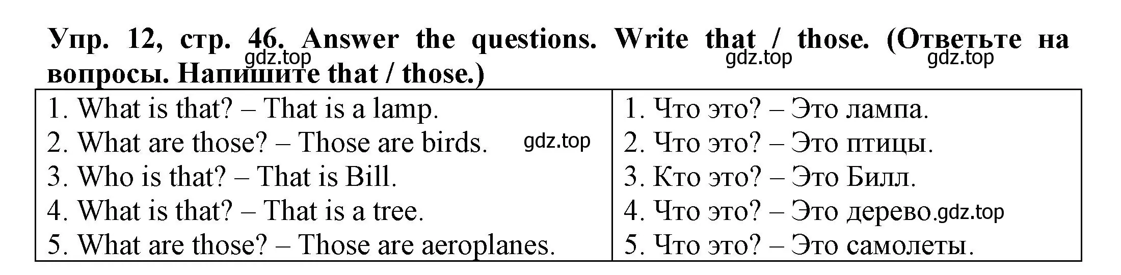 Решение номер 12 (страница 46) гдз по английскому языку 3 класс Юшина, грамматический тренажёр
