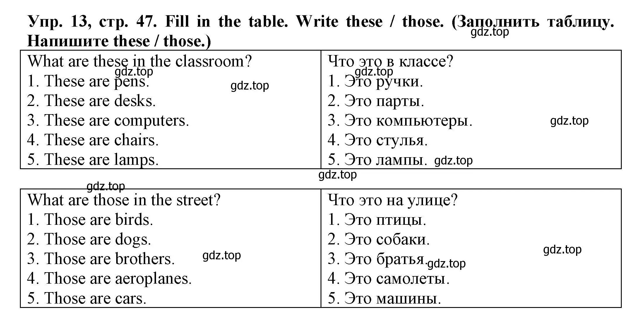 Решение номер 13 (страница 47) гдз по английскому языку 3 класс Юшина, грамматический тренажёр