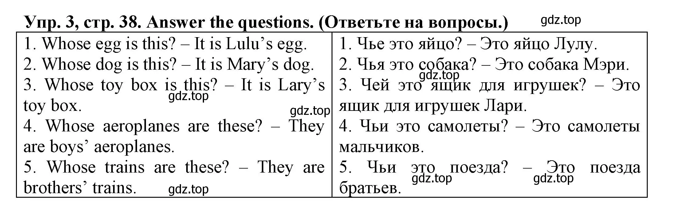 Решение номер 3 (страница 38) гдз по английскому языку 3 класс Юшина, грамматический тренажёр