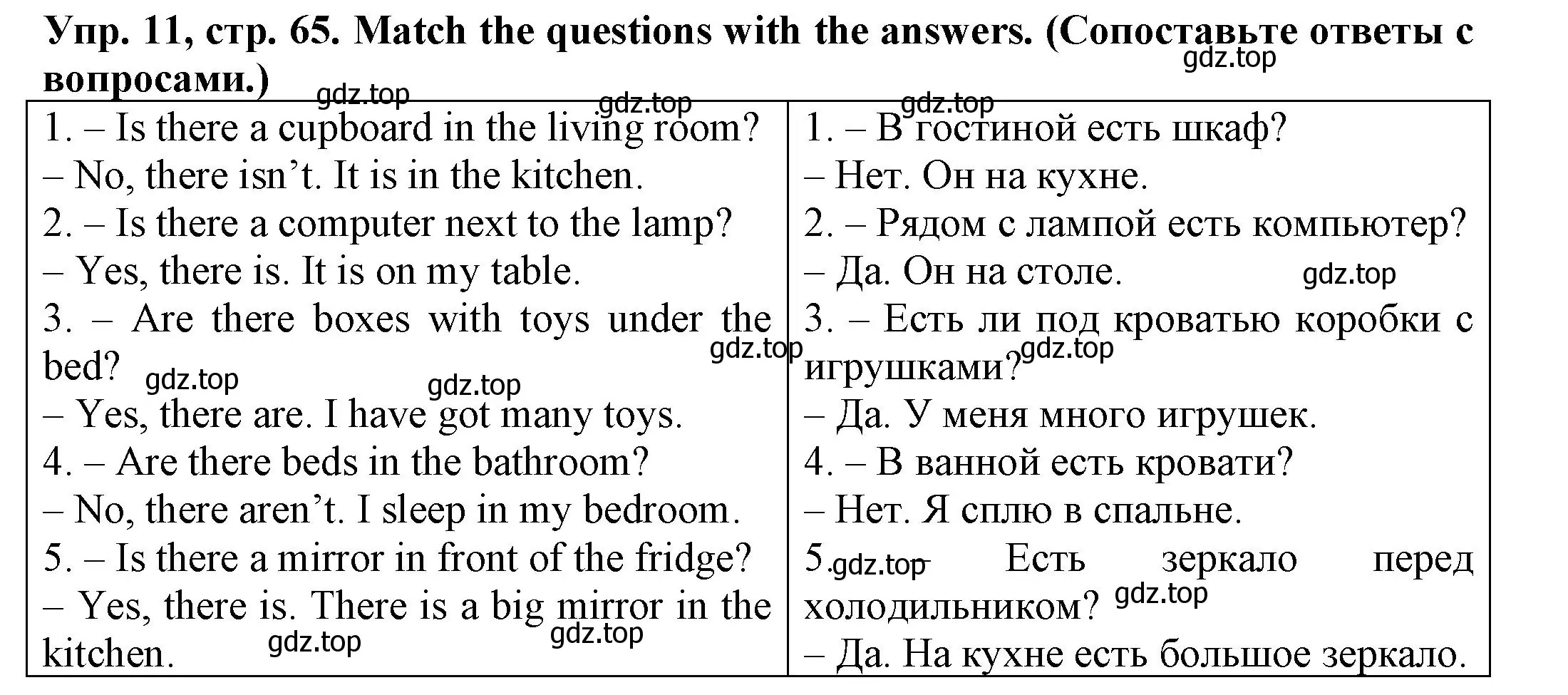 Решение номер 11 (страница 65) гдз по английскому языку 3 класс Юшина, грамматический тренажёр