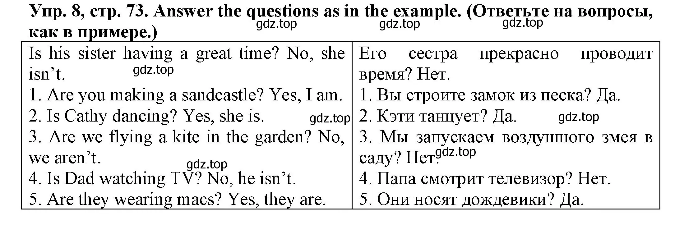 Решение номер 8 (страница 73) гдз по английскому языку 3 класс Юшина, грамматический тренажёр