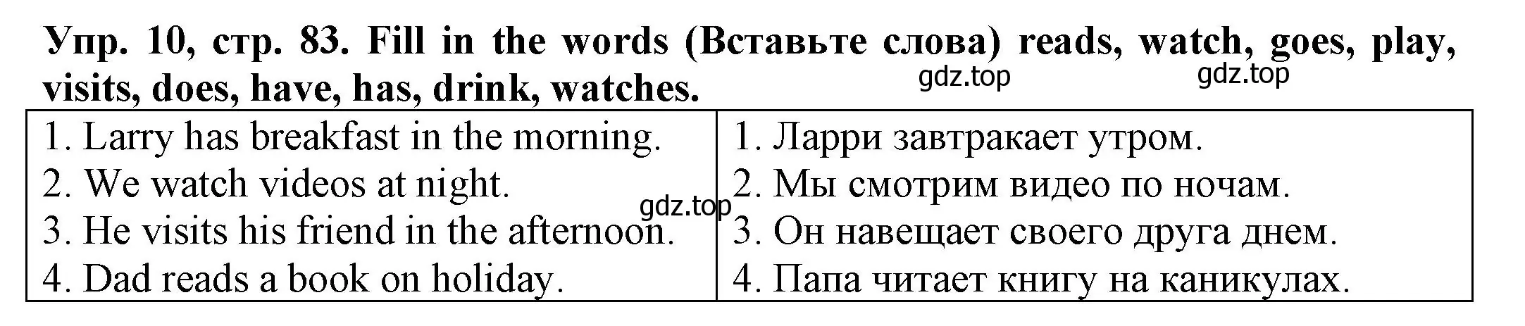 Решение номер 10 (страница 83) гдз по английскому языку 3 класс Юшина, грамматический тренажёр