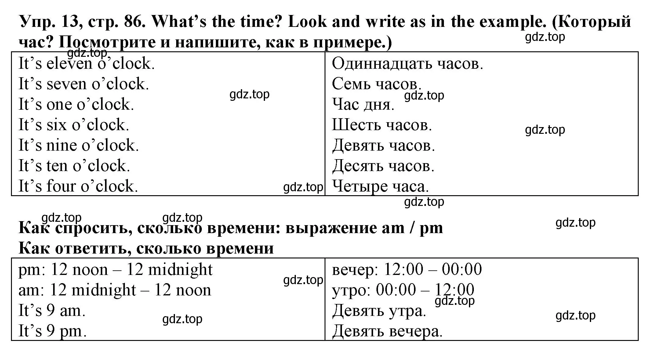 Решение номер 13 (страница 86) гдз по английскому языку 3 класс Юшина, грамматический тренажёр