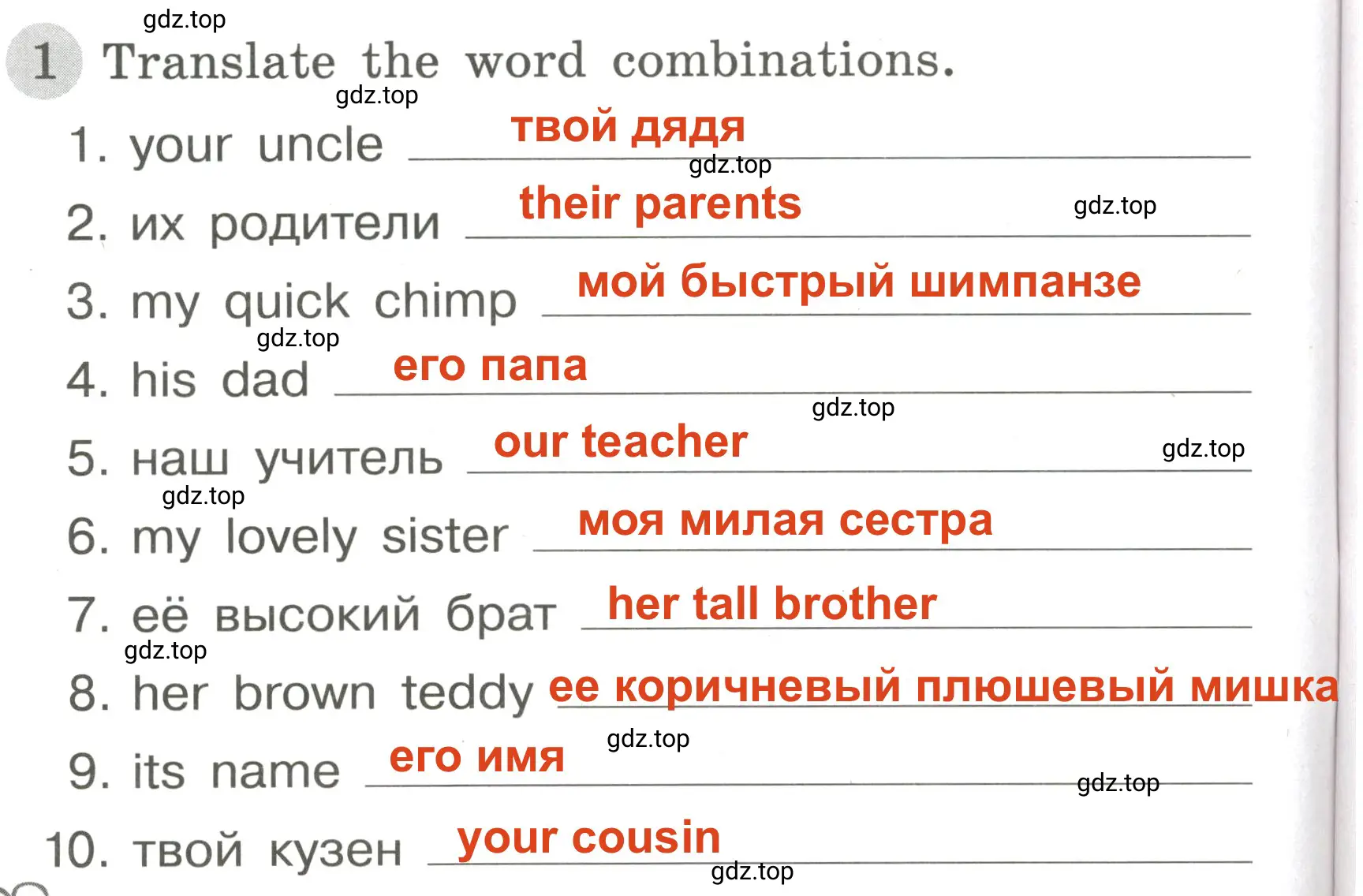 Решение 2. номер 1 (страница 12) гдз по английскому языку 3 класс Юшина, грамматический тренажёр