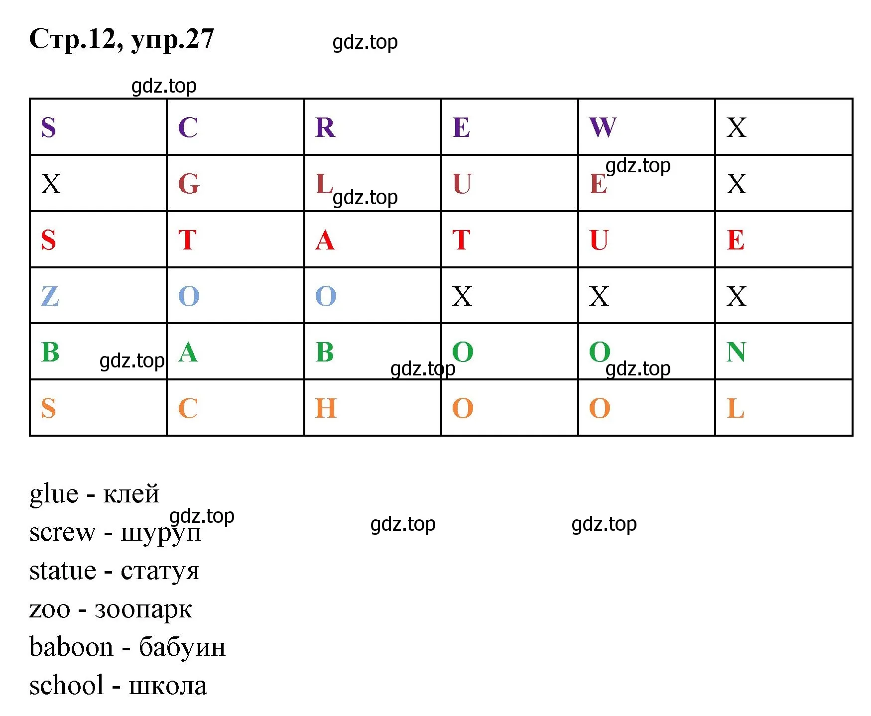 Решение номер 27 (страница 12) гдз по английскому языку 3 класс Комарова, Ларионова, рабочая тетрадь