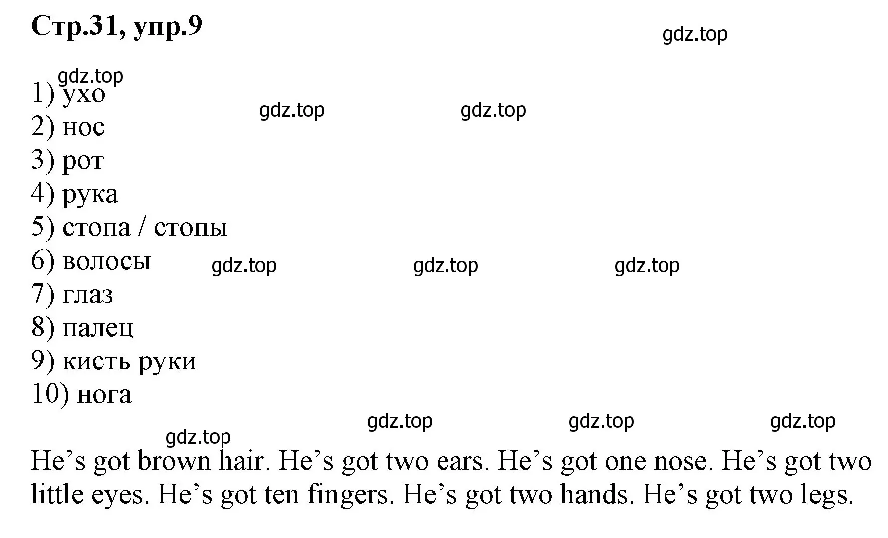 Решение номер 9 (страница 31) гдз по английскому языку 3 класс Комарова, Ларионова, учебник
