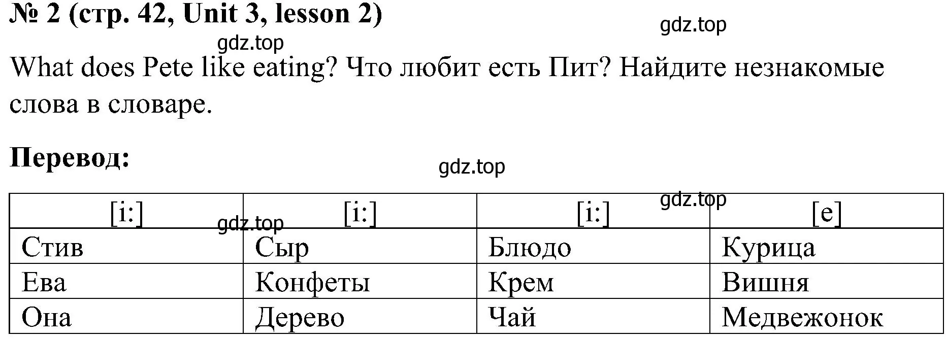 Решение номер 2 (страница 42) гдз по английскому языку 3 класс Кузовлев, Лапа, учебник 1 часть