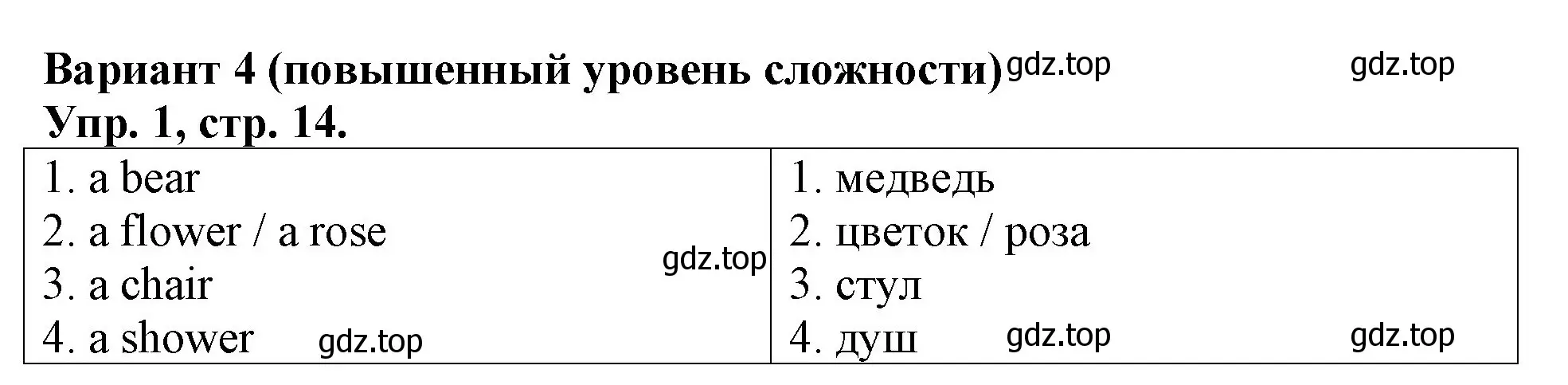 Решение номер 1 (страница 14) гдз по английскому языку 3 класс Афанасьева, Михеева, контрольные работы