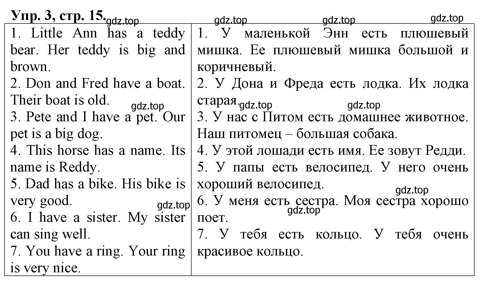 Решение номер 3 (страница 15) гдз по английскому языку 3 класс Афанасьева, Михеева, контрольные работы