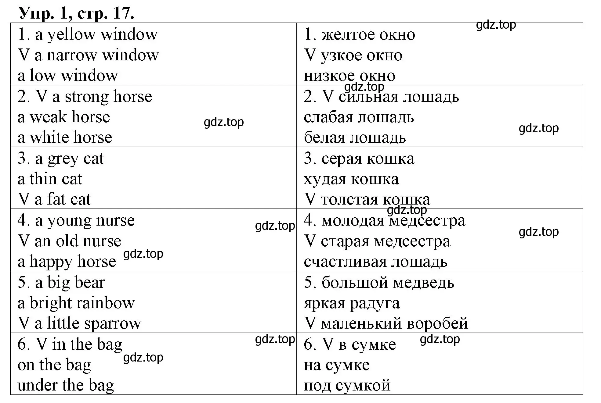 Решение номер 1 (страница 17) гдз по английскому языку 3 класс Афанасьева, Михеева, контрольные работы