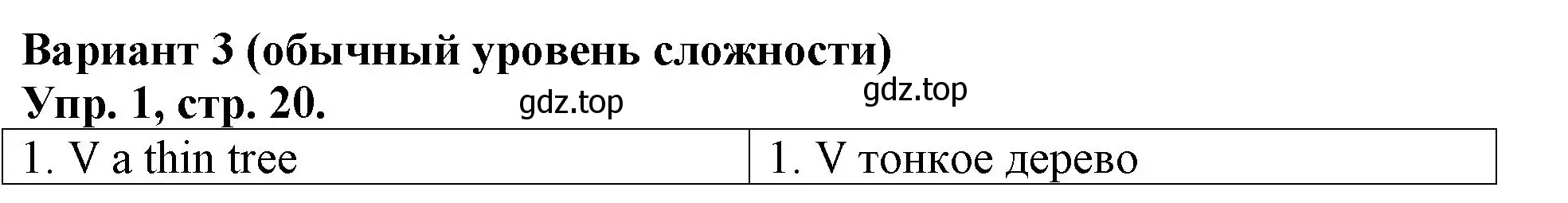 Решение номер 1 (страница 20) гдз по английскому языку 3 класс Афанасьева, Михеева, контрольные работы