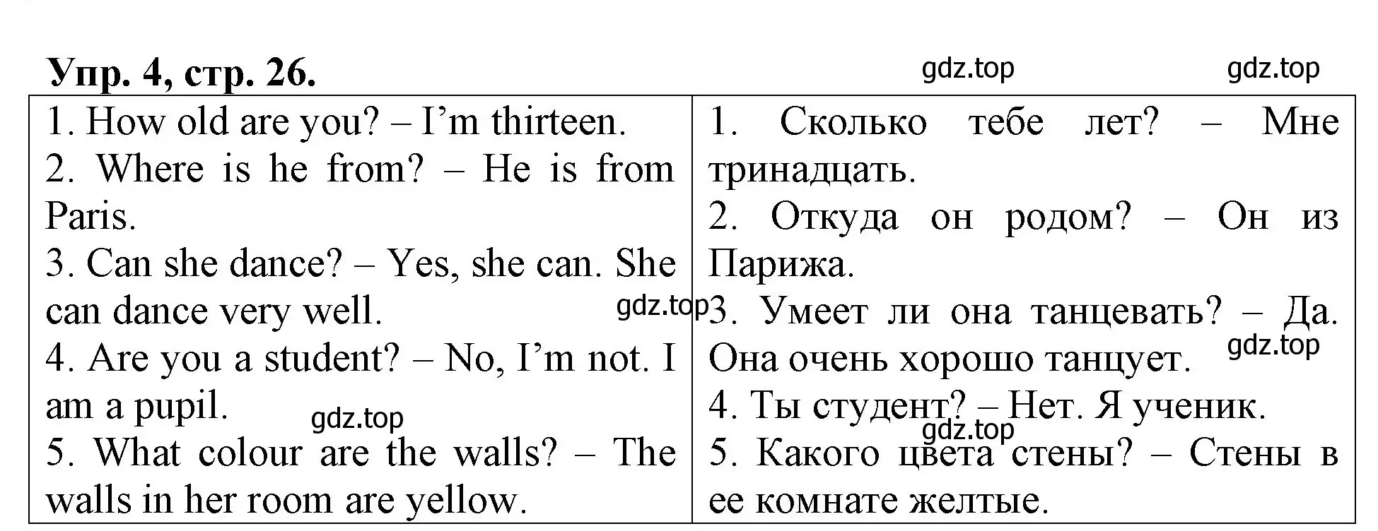 Решение номер 4 (страница 26) гдз по английскому языку 3 класс Афанасьева, Михеева, контрольные работы