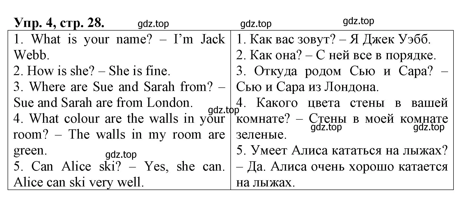 Решение номер 4 (страница 28) гдз по английскому языку 3 класс Афанасьева, Михеева, контрольные работы