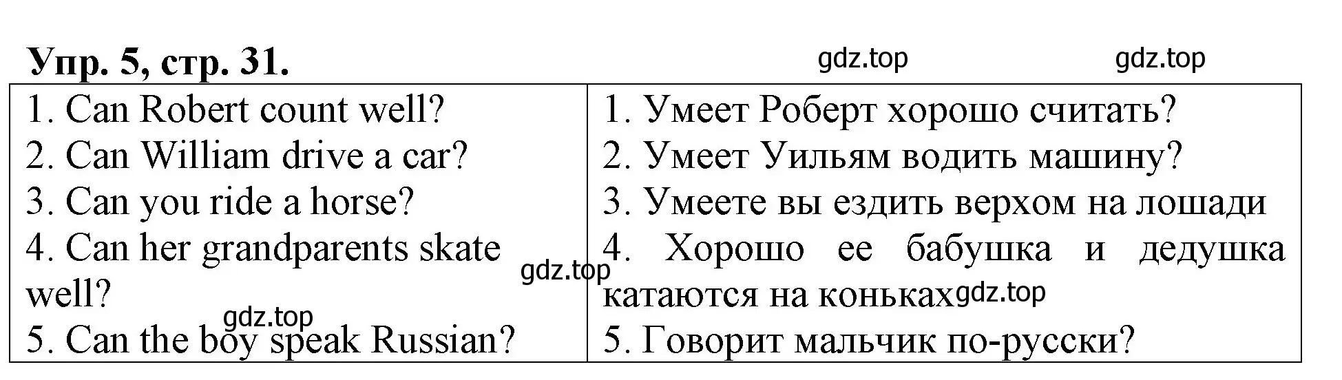 Решение номер 5 (страница 31) гдз по английскому языку 3 класс Афанасьева, Михеева, контрольные работы