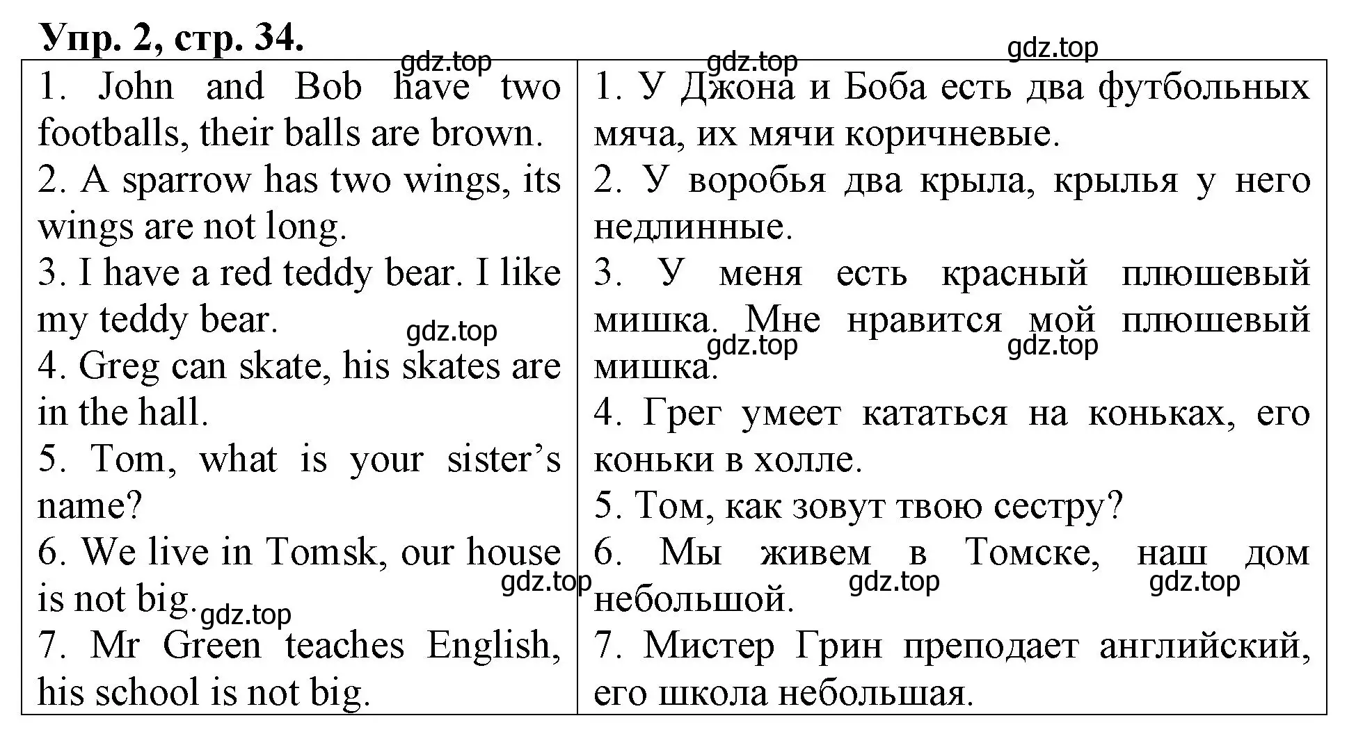 Решение номер 2 (страница 34) гдз по английскому языку 3 класс Афанасьева, Михеева, контрольные работы