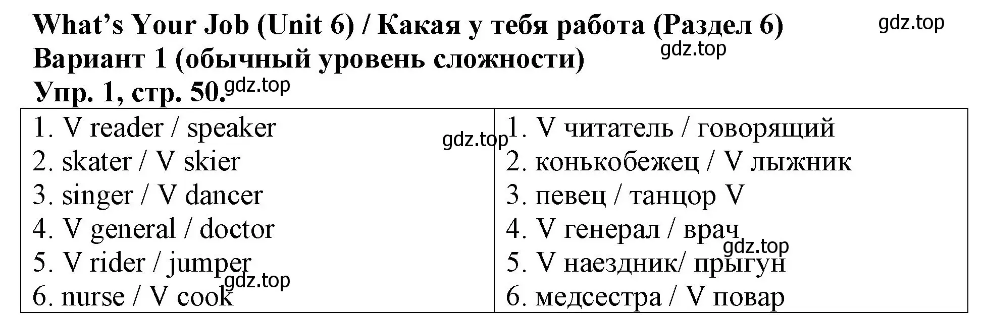 Решение номер 1 (страница 50) гдз по английскому языку 3 класс Афанасьева, Михеева, контрольные работы