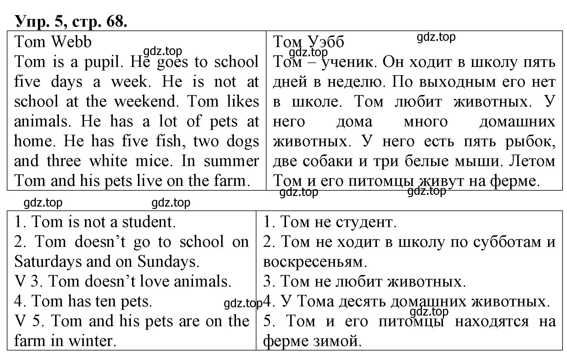 Решение номер 5 (страница 68) гдз по английскому языку 3 класс Афанасьева, Михеева, контрольные работы