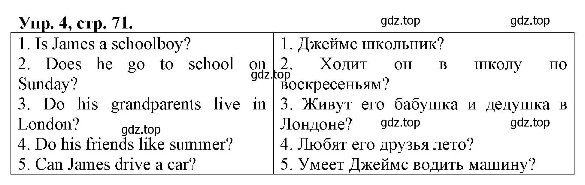 Решение номер 4 (страница 71) гдз по английскому языку 3 класс Афанасьева, Михеева, контрольные работы