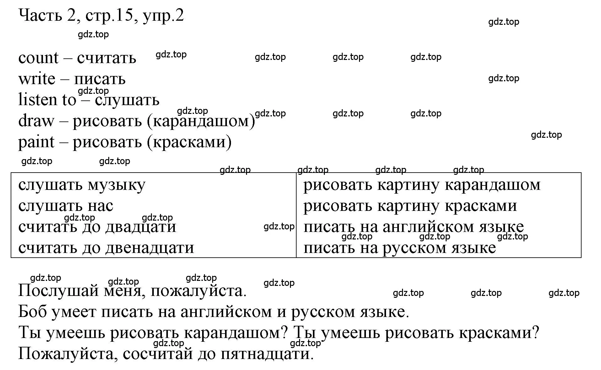 Решение номер 2 (страница 15) гдз по английскому языку 3 класс Афанасьева, Баранова, учебник 2 часть