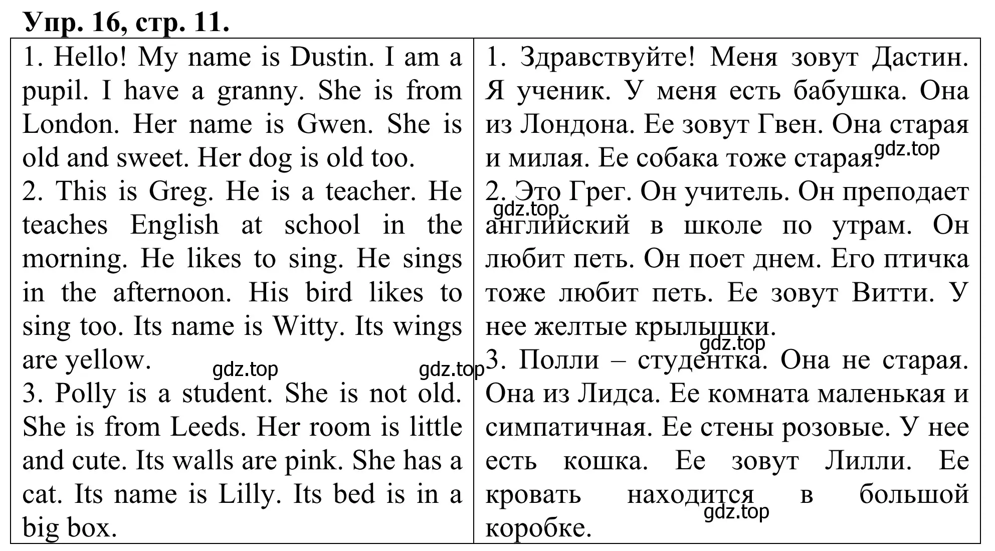 Решение номер 16 (страница 11) гдз по английскому языку 3 класс Афанасьева, Михеева, лексико-грамматический практикум