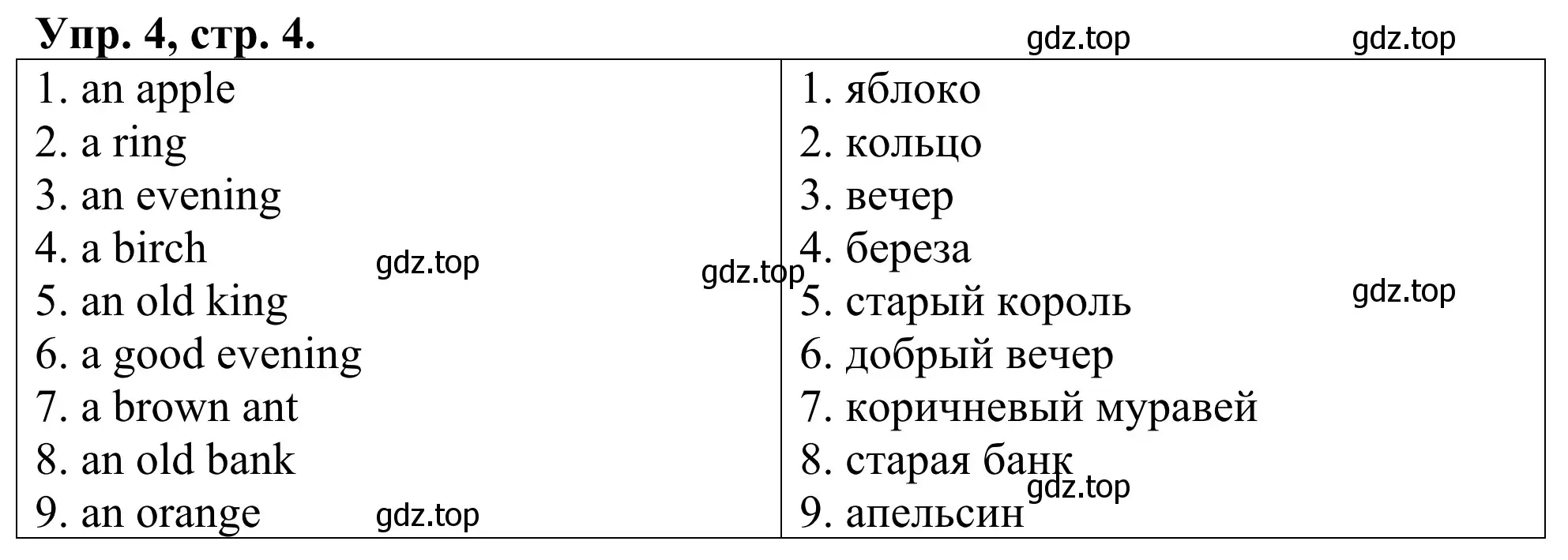 Решение номер 4 (страница 4) гдз по английскому языку 3 класс Афанасьева, Михеева, лексико-грамматический практикум