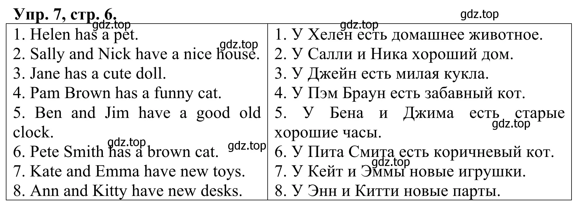 Решение номер 7 (страница 6) гдз по английскому языку 3 класс Афанасьева, Михеева, лексико-грамматический практикум