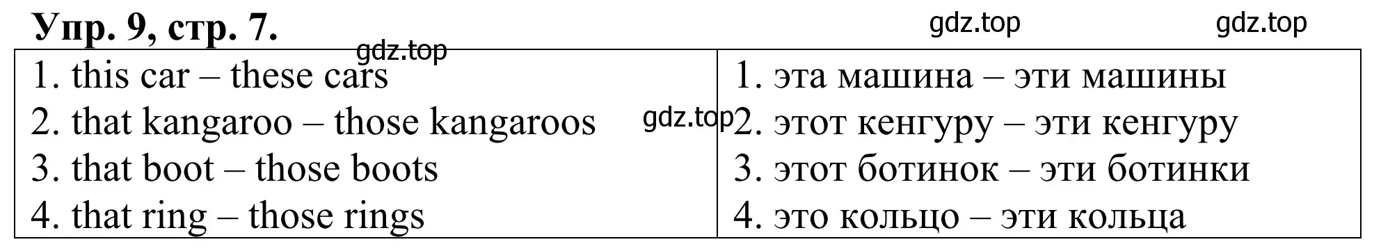 Решение номер 9 (страница 7) гдз по английскому языку 3 класс Афанасьева, Михеева, лексико-грамматический практикум