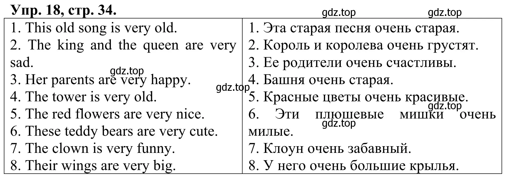 Решение номер 18 (страница 34) гдз по английскому языку 3 класс Афанасьева, Михеева, лексико-грамматический практикум