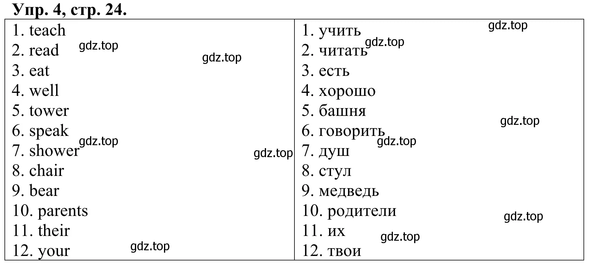 Решение номер 4 (страница 24) гдз по английскому языку 3 класс Афанасьева, Михеева, лексико-грамматический практикум