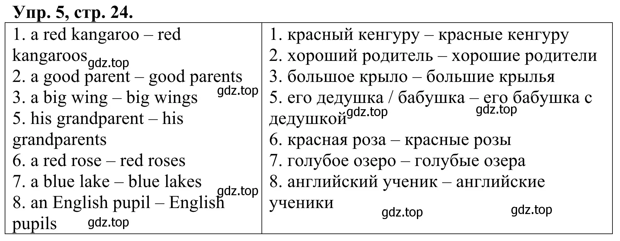 Решение номер 5 (страница 24) гдз по английскому языку 3 класс Афанасьева, Михеева, лексико-грамматический практикум