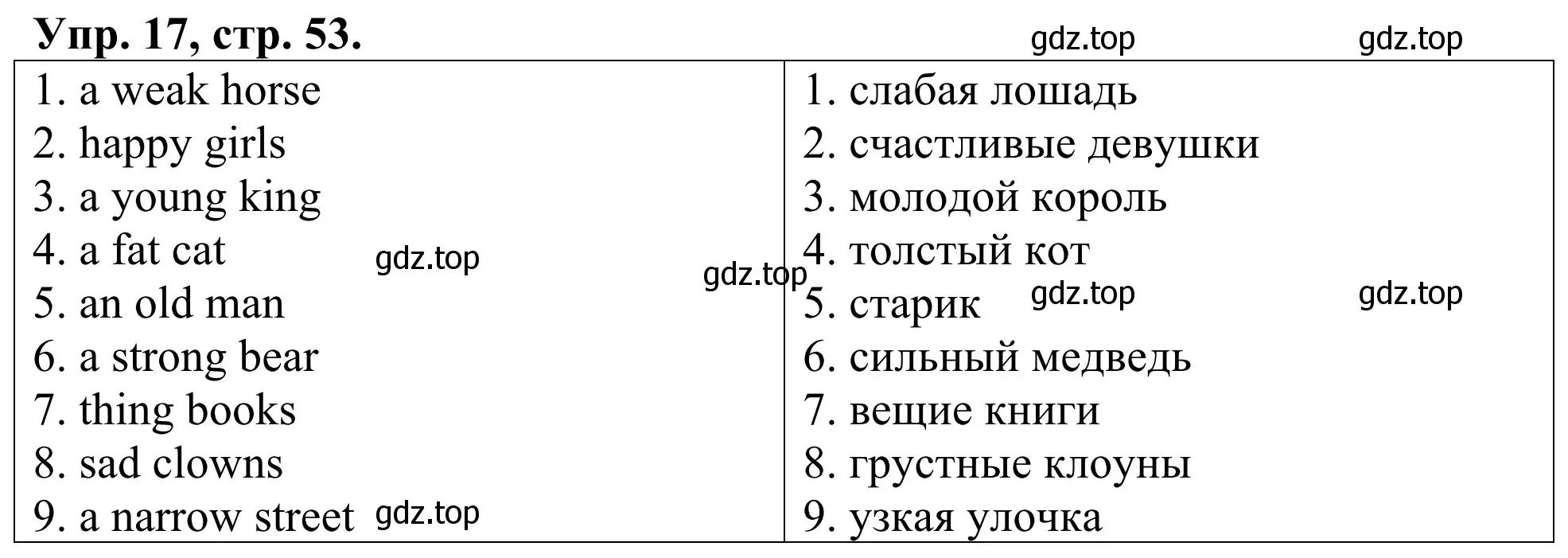 Решение номер 17 (страница 53) гдз по английскому языку 3 класс Афанасьева, Михеева, лексико-грамматический практикум