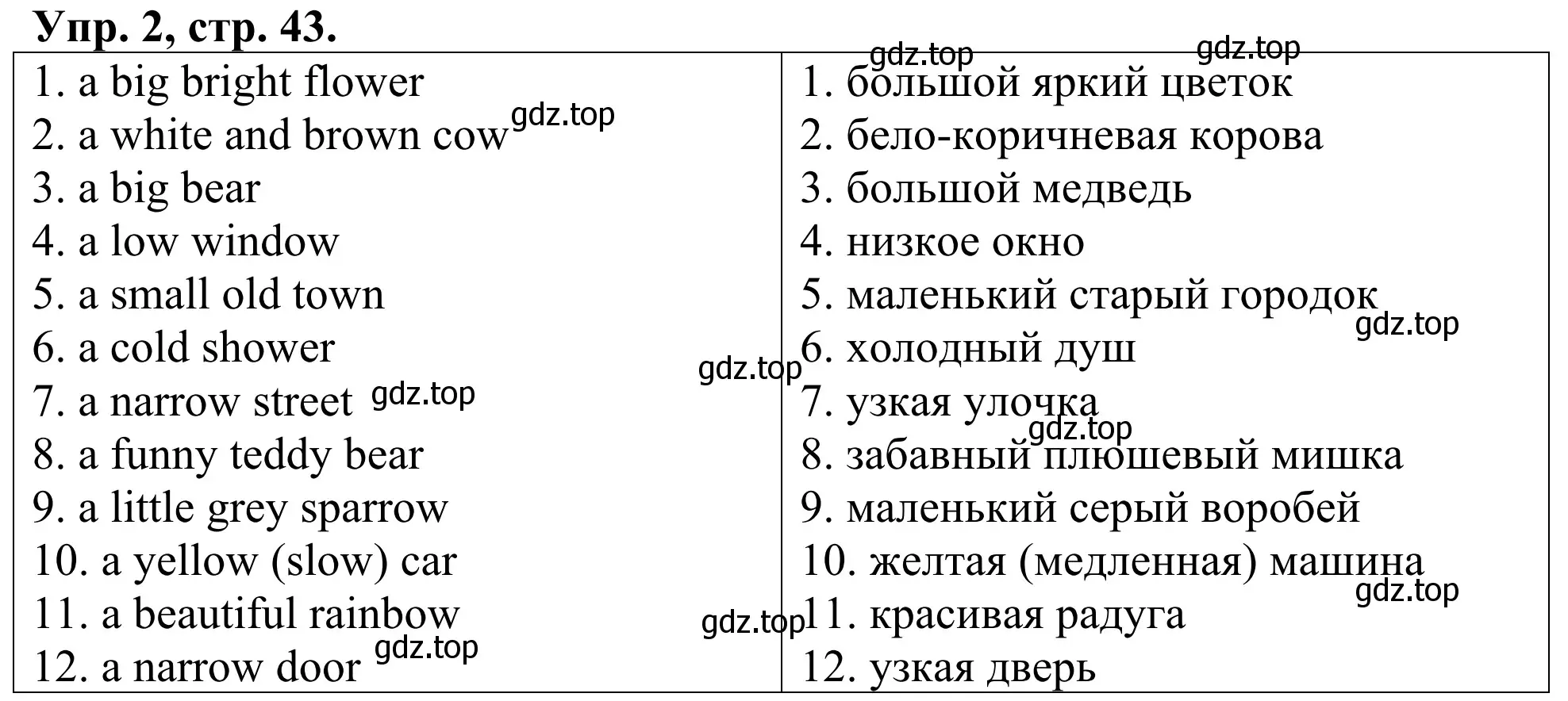 Решение номер 2 (страница 43) гдз по английскому языку 3 класс Афанасьева, Михеева, лексико-грамматический практикум